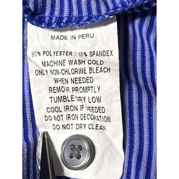 Greyson Men’s Golf Wolf Polo Shirt XXL Blue & White Stripe Stretch Performance - Picture 11 of 12